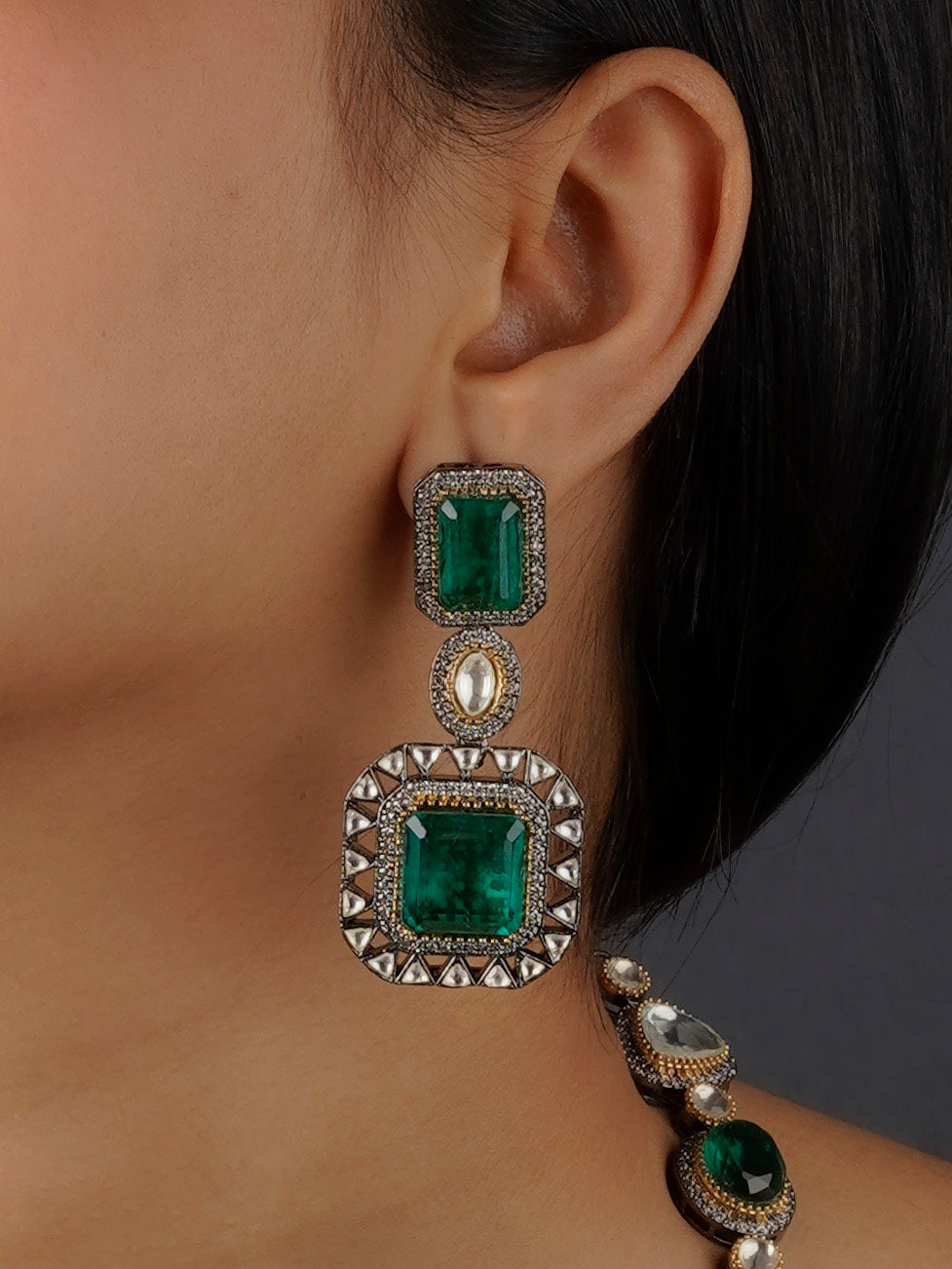 Green Faux Polki Necklace Set – PK-S26WGR