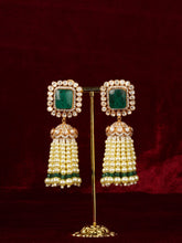 Green Gold Plated Faux Polki Earrings