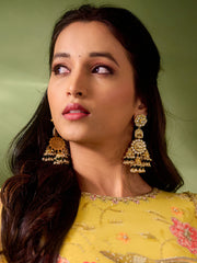 Green Gold Plated Jadau Kundan Earrings – ME476