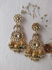 Green Gold Plated Jadau Kundan Earrings – ME476