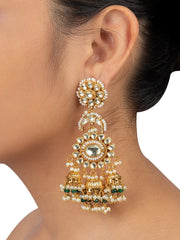 Green Gold Plated Jadau Kundan Earrings – ME476