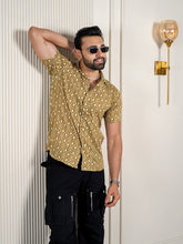 Green Jaipuri Print Cuban Collar Casual Shirt Men