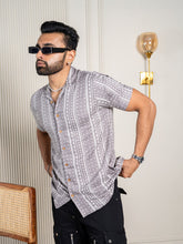 Grey Jaipuri Print Cuban Collar Casual Shirt Men