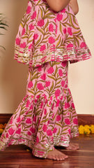 Gulbhar Pink Sharara Set for Girls Kids