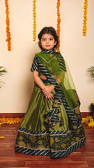 Idika Green Lehenga Set for Girls Kids