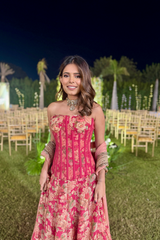 Scarlett Bronze Corset Tissue Lehenga Set