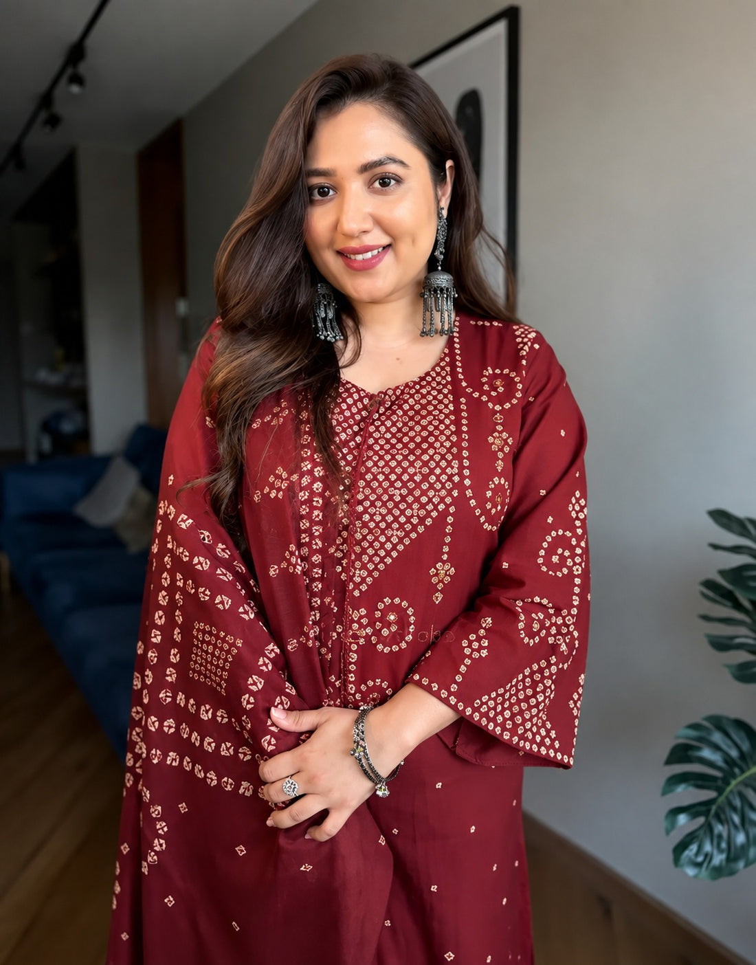 Gulbahar Maroon Printed Cotton Suit