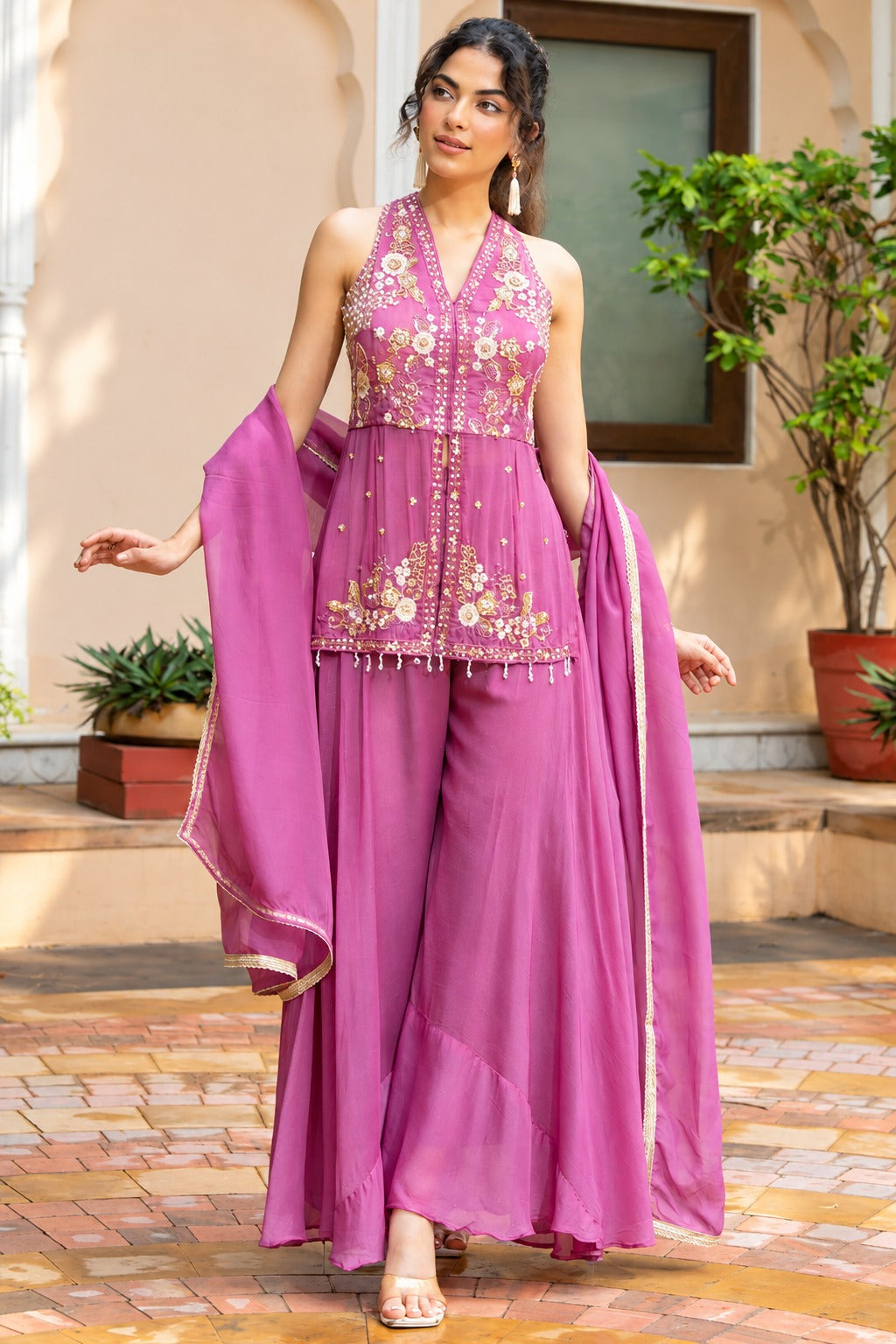 Gulabi Noor Embellished Palazzo Set