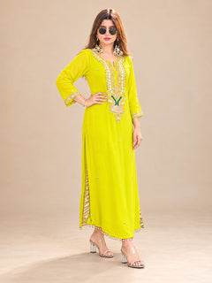 Chartreuse Mehfil Embellished kaftan