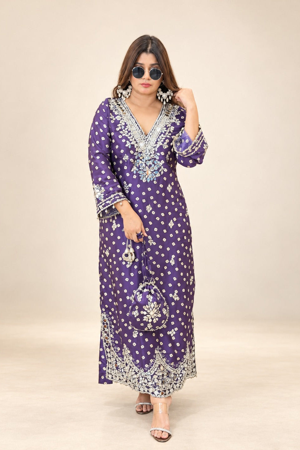 Jamuni Sheesh Mahal Festive Dress with Potli