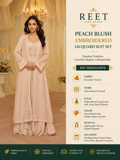 Ivory Embroidered Blouse, Palazzo & Jacket Set