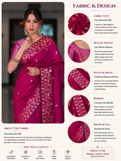 Pink Rajkumari Zari Banarasi Saree