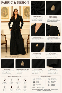 Black Beaded Blazer Co-ord Set