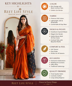 Women's Handloom-Inspired Silk Cotton Saree with Zari Border