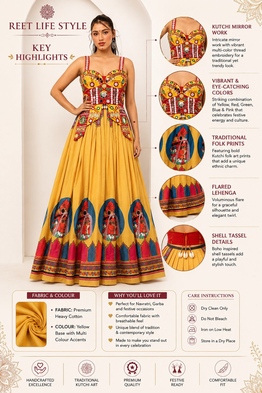Rajwadi Folk Print skirt