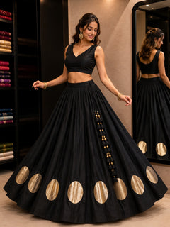 Royal Purple 24 Kali Flared With Gold Butti Skirt