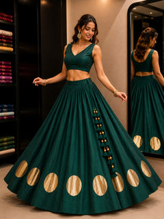 Royal Purple 24 Kali Flared With Gold Butti Skirt