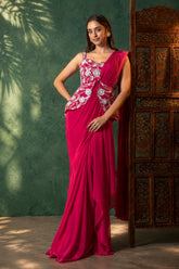 Moonlit Petals Designer Pre-Draped Saree