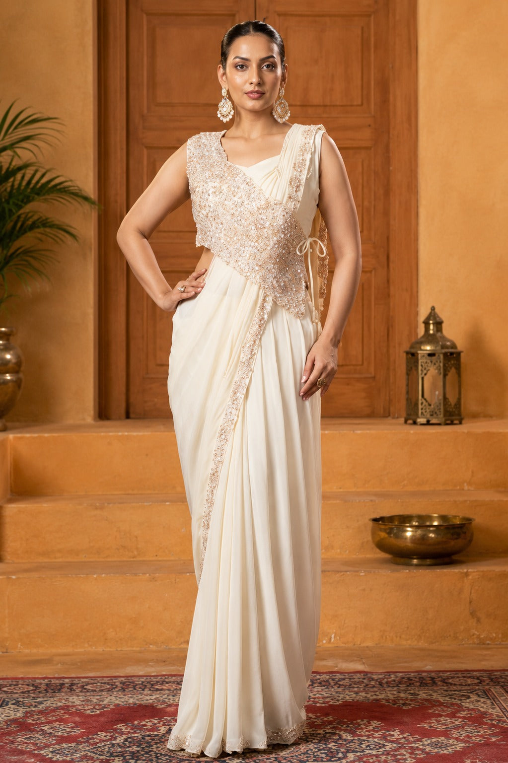 Moonlit Petals Designer Pre-Draped Saree