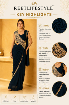 Moonlit Petals Designer Pre-Draped Saree