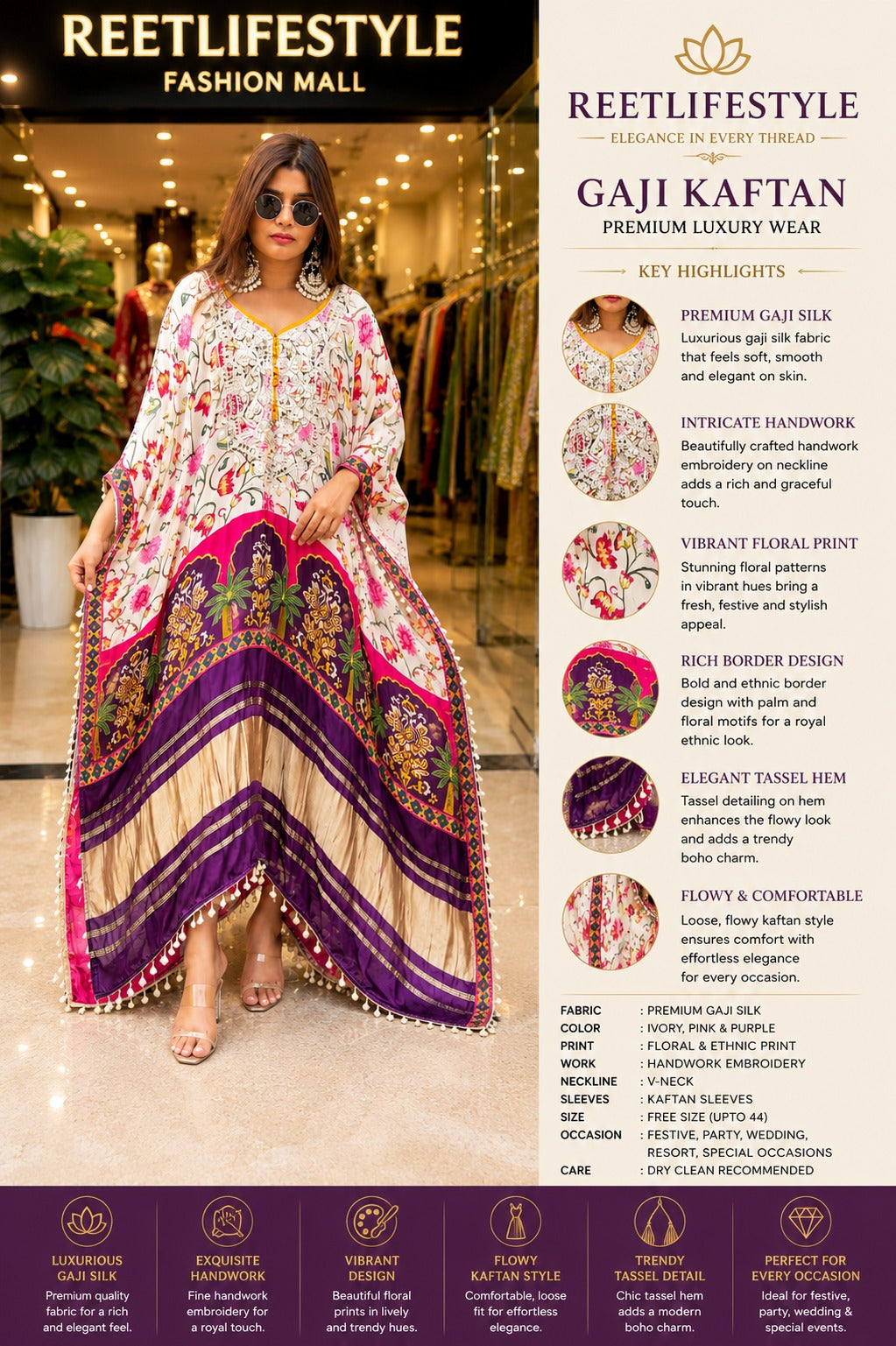 Aafreen Gaji Silk Luxury Kaftan