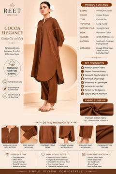 Noor Neeli Mocha Cotton Co-Ord Set