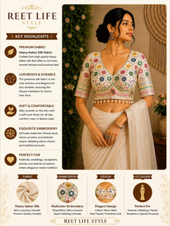 Ivory Navrang Mirror Work Designer Blouse