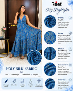 Blue Mirage Paisley Backless Maxi Dress