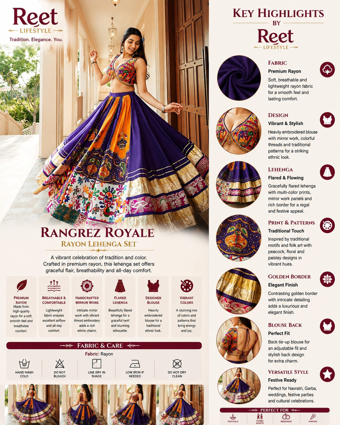 Rajwada Rangoli Mirror Work Lehenga Choli