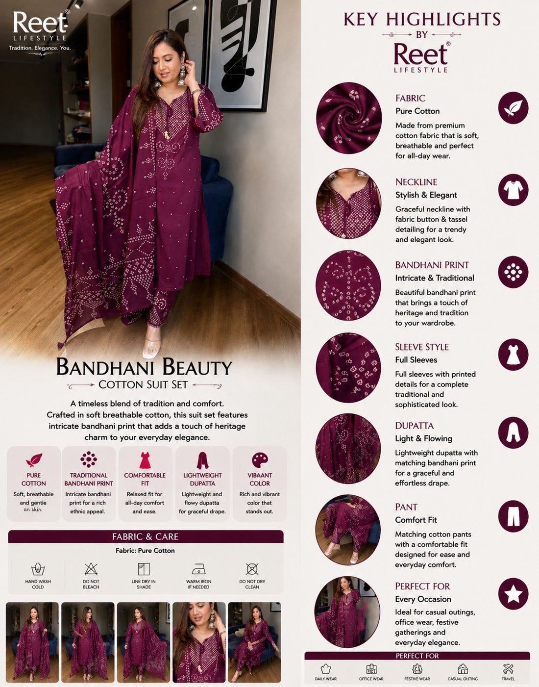 Gulbahar Maroon Printed Cotton Suit