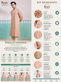 Meher Peach Embroidered Kurta