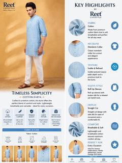 Neelansh Sky Blue Short Kurta