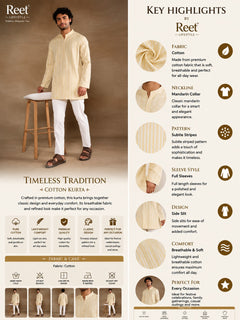 Kesarvaan Golden Stripe Short Kurta