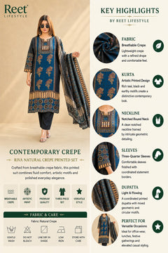 Riva Natural Modal Silk Printed Set