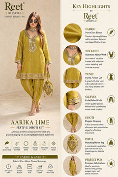 Aarika Lime Festive Dhoti Set