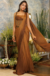 Amaira Bronze Pre-Draped Saree