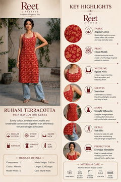 Ruhani Terracotta Printed Kurta