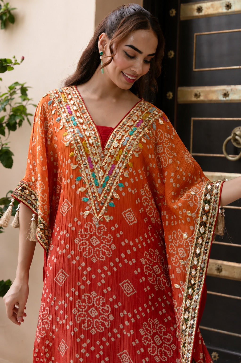 Rangrez Bandhani Kaftan Set