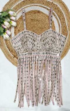 Blue Mirror Fringe Blouse