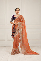 Crush Tissue Saree with Dark Wine Shimmer Tissue Blouse