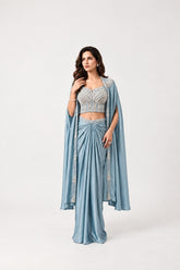 Neel Riwaayat Embellished Satin Cape Set