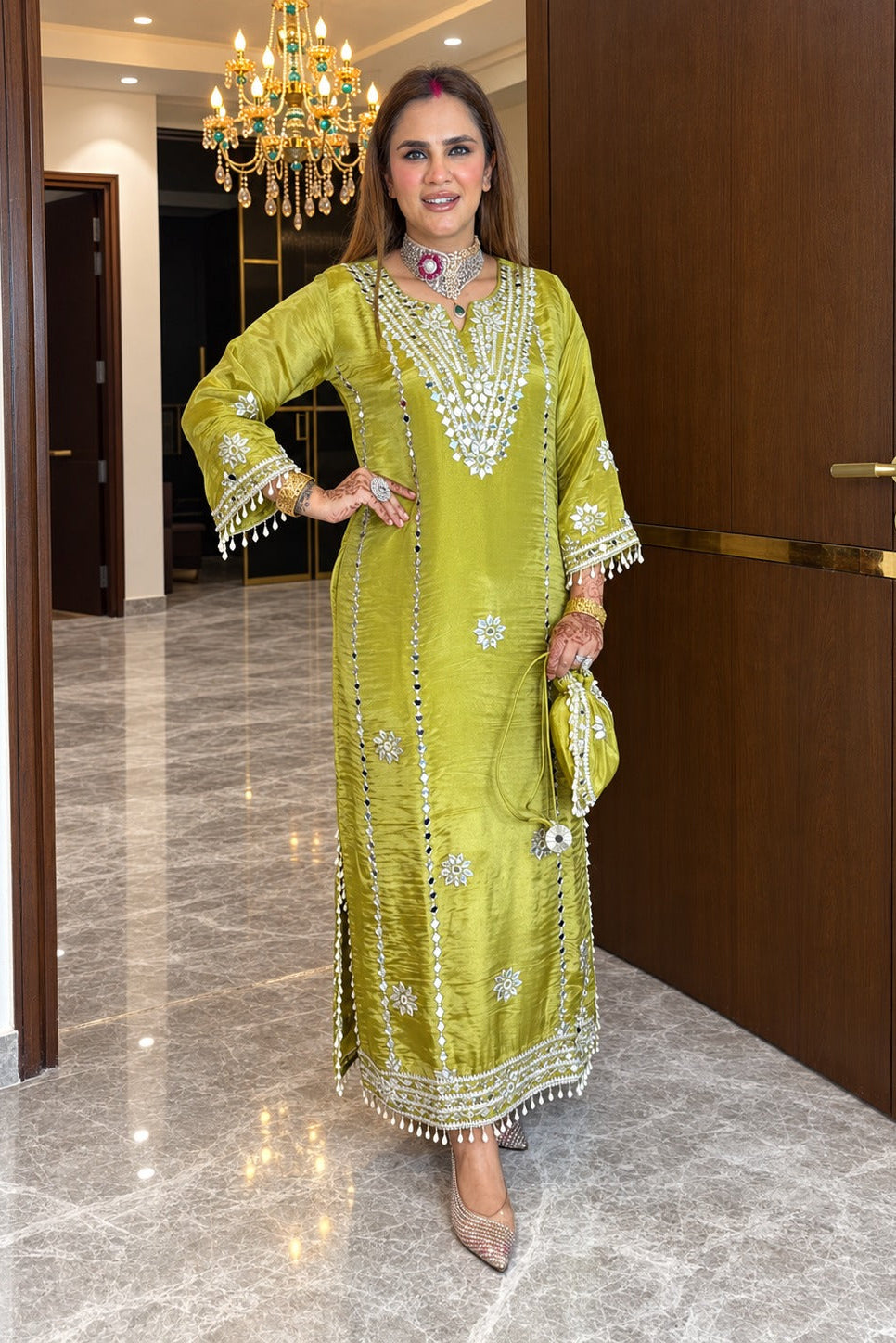 Panna Sheesh Mahal Festive kaftan Set