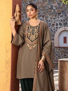 Shahi Emerald Stripe Salwar Set
