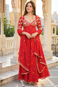 Sindoor Aangi Bandhani Anarkali Set