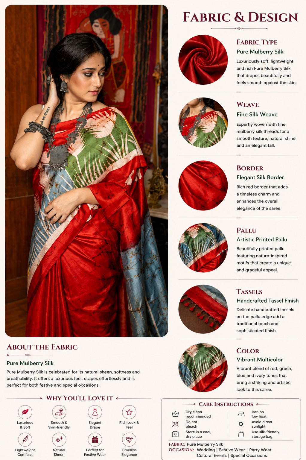 Devi Shakti Batik Pure Mulberry Silk Saree