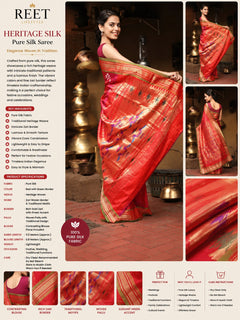 Mrunalini Peach Pink Paithani Silk Saree