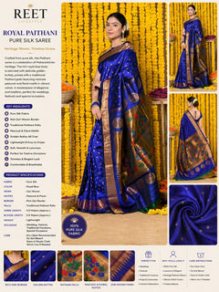 Neel Noor Blue Paithani Silk Saree