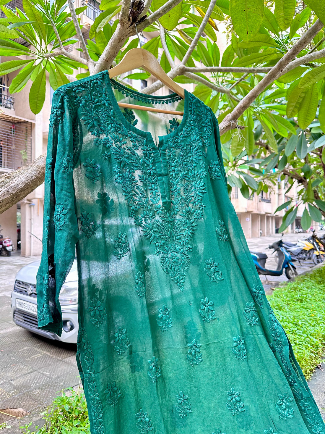 Falguni Georgette Chikankari Kurta