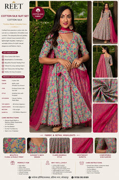 Gulnaar Bloom Cotton Anarkali Set