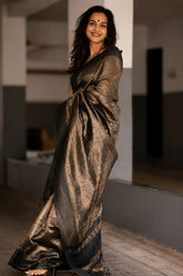 Golden Eclipse Black Metallic Saree for Women